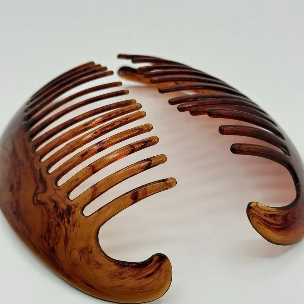 Vintage‎ Goody Banana Hair Comb Pair Tortoise Brown Curved Retro 80s READ
